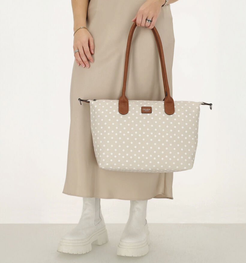 Charm London Buckingham Lichtbeige/Witte Shopper voor dames (374392)