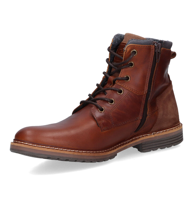 Bullboxer Boots à lacets en Cognac pour hommes (327427) - pour semelles orthopédiques