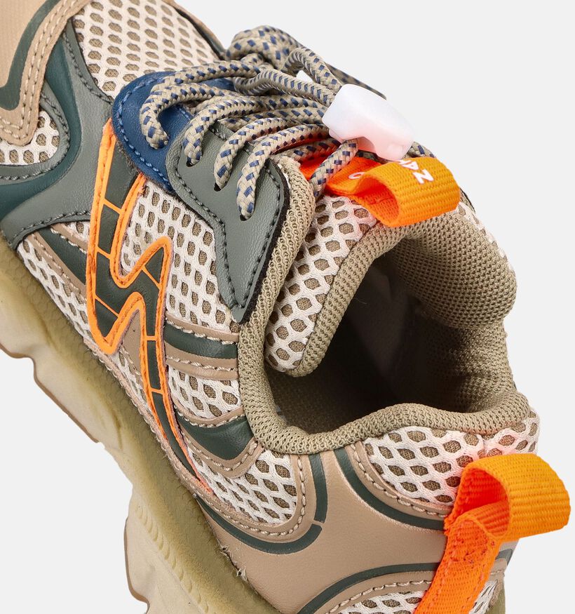 Naturino Wave Beige/Kakigroene Sneakers voor jongens (377261) - geschikt voor steunzolen