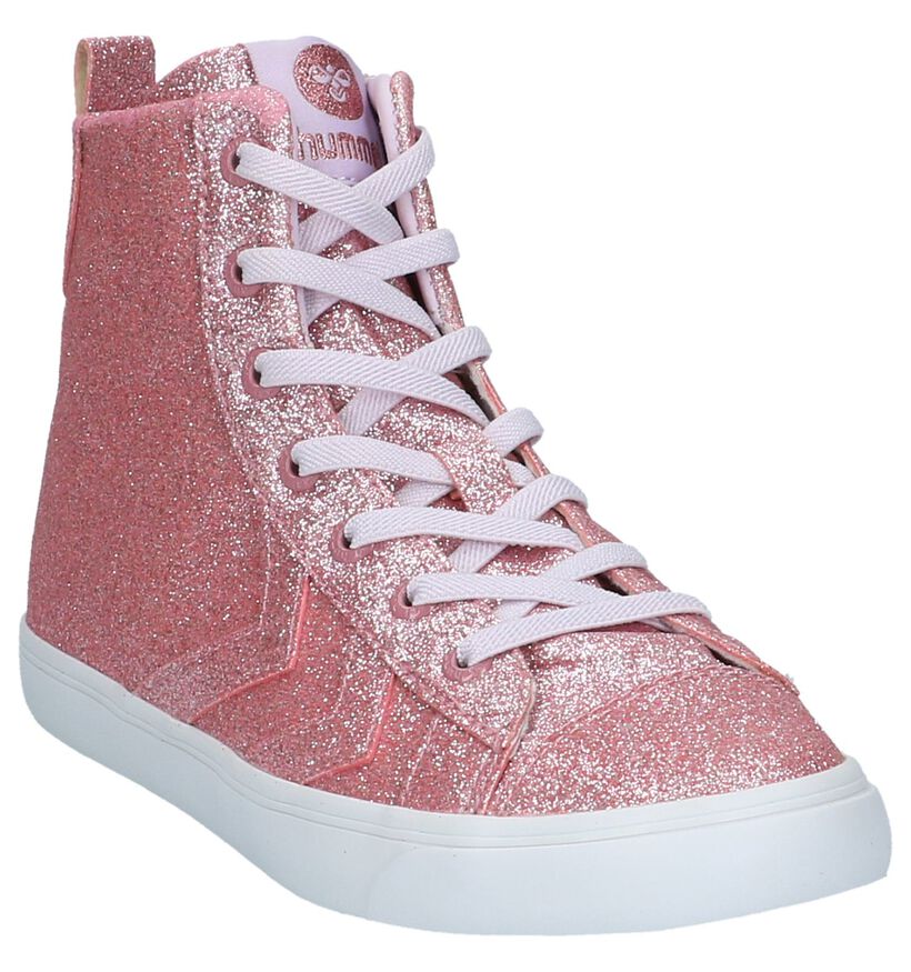 Roze Hummel Strada Glitter Junior Sneakers, , pdp