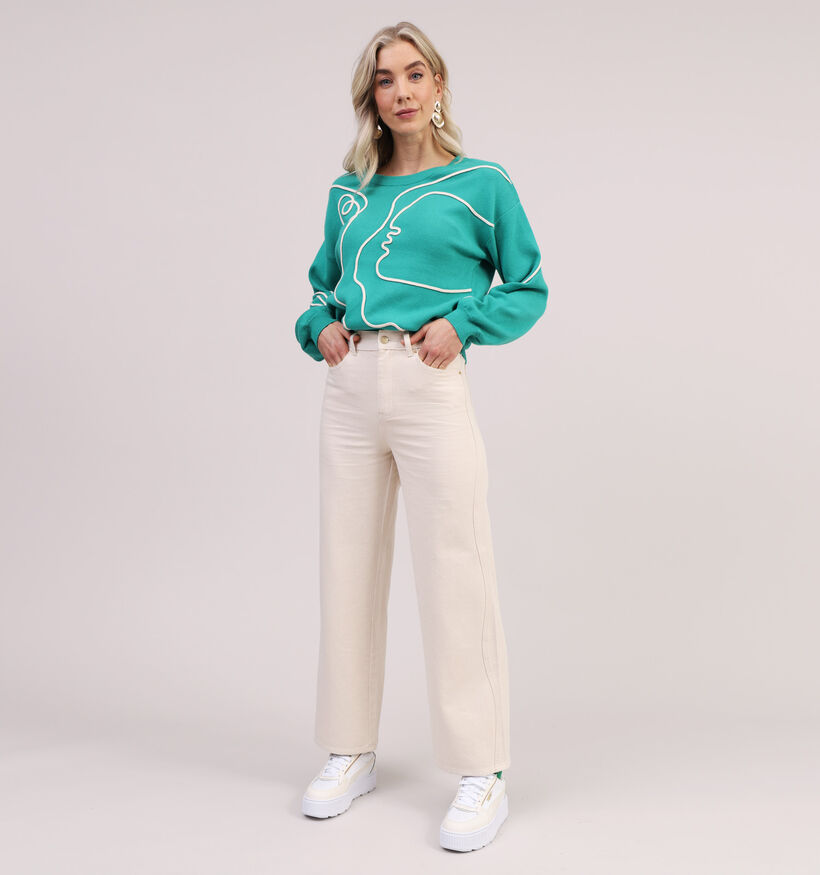 Vero Moda Kathy Jeans patte d'éléphant en Écru pour femmes (327066)