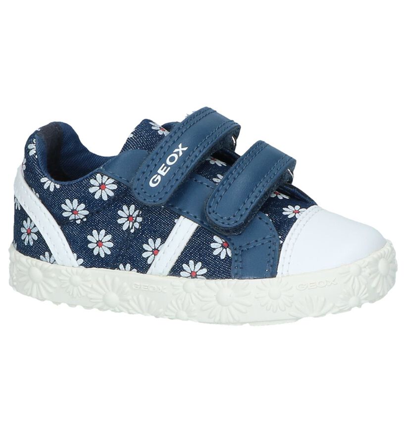 Blauwe Velcroschoenen Geox Denim in stof (237971)