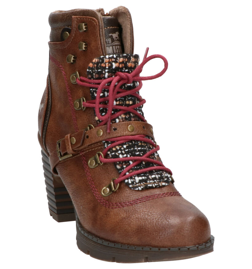 Mustang Bottines à lacets en Brun foncé en simili cuir (259923)