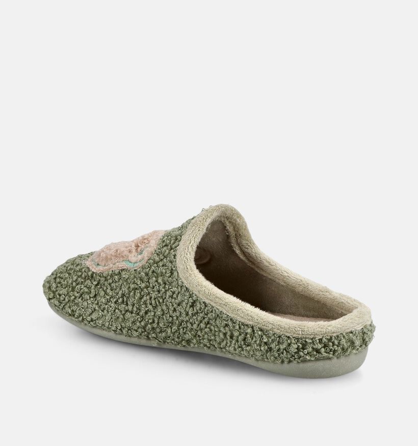 Milo & Mila Teddy Groene Pantoffels voor jongens, meisjes (381107) - geschikt voor steunzolen