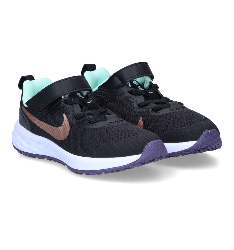 Nike Revolution 6 Zwarte Sneakers voor meisjes (308999) - geschikt voor steunzolen