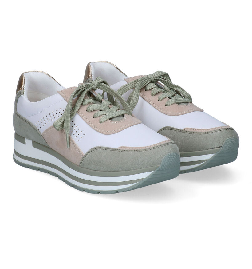 Marco Tozzi Wit/Beige Veterschoenen in kunstleer (302966)