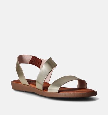 Hee Sandalen Zwart/Goud/Cognac