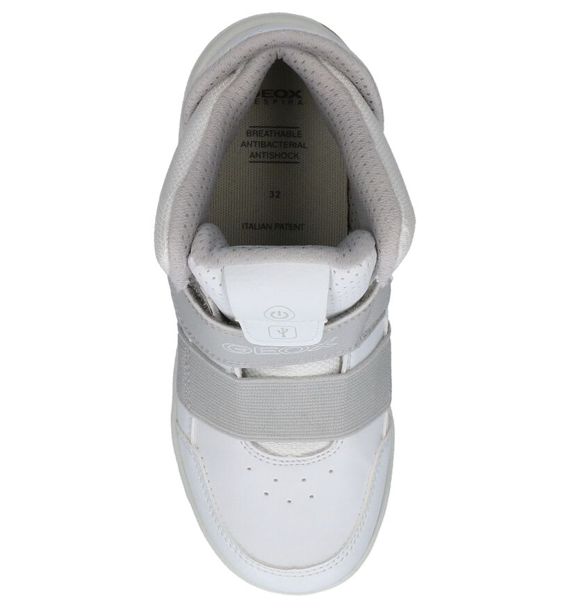 Geox Witte Hoge Sneakers met Lichtjes in stof (223185)