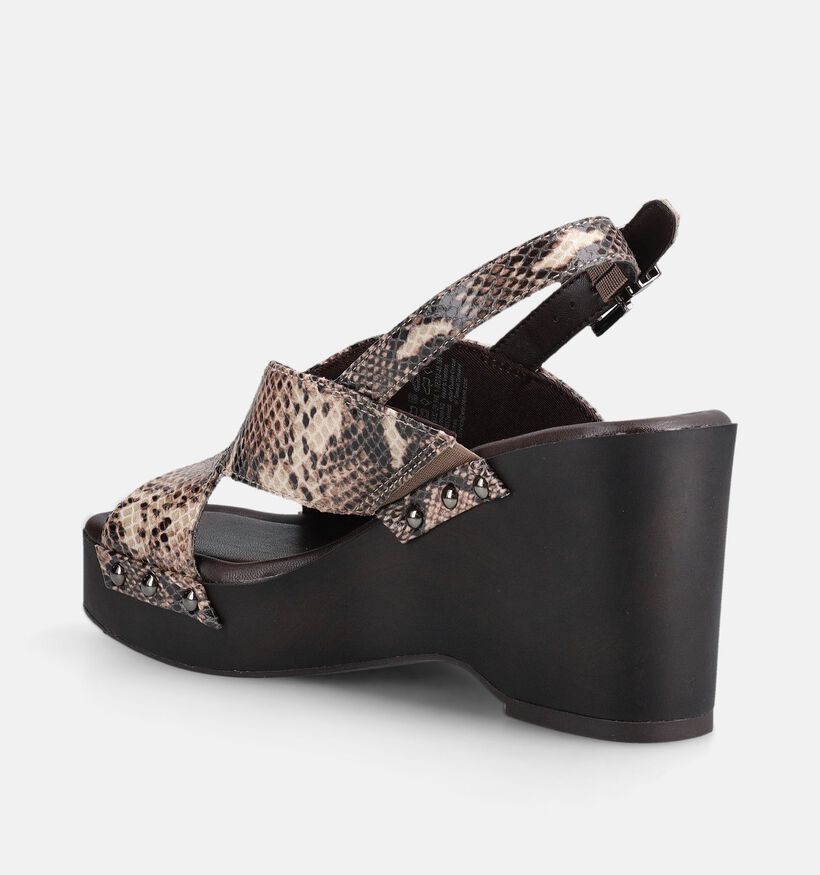 Tamaris Sandales compens&eacute;es en Noir/Brun fonc&eacute; pour femmes (371987)