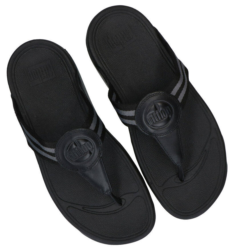 FitFlop Walkstar Zwarte Teenslippers in leer (293471)