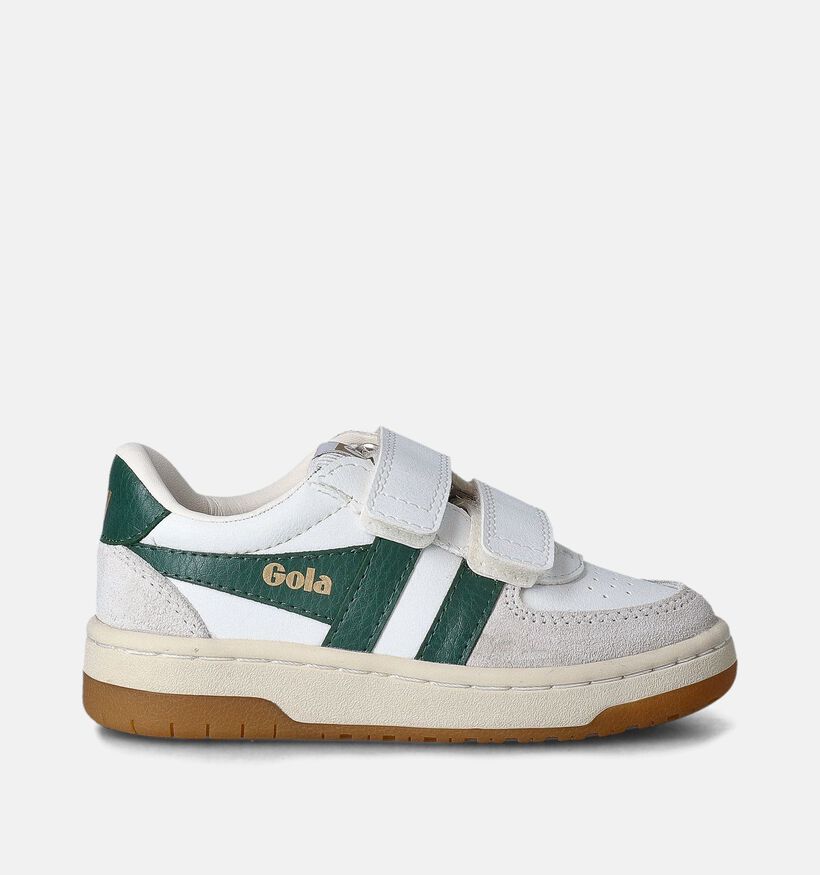 Gola Hawk Strap Witte/Groene Sneakers voor jongens (376298) - geschikt voor steunzolen