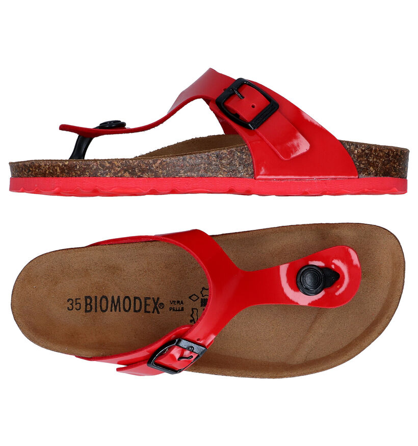 Biomodex Rode Teenslippers in kunstleer (284504)