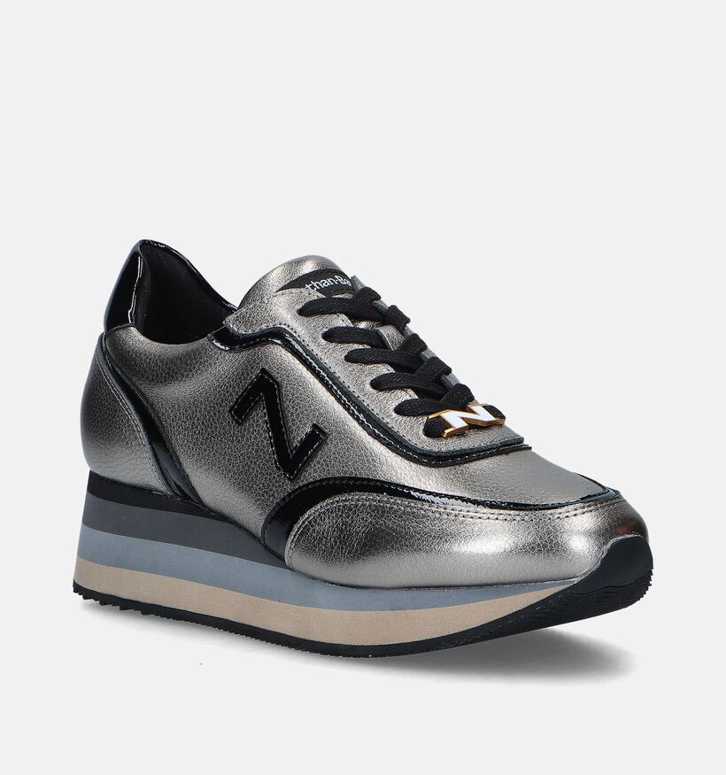 Nathan-Baume Zilveren sneakers met sleehak voor dames (348019)