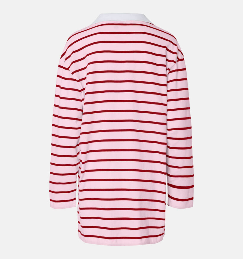 Pieces Naja Gestreepte Polojurk Roze/Rood voor dames (366374)