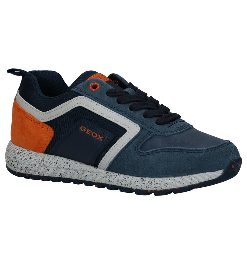 Geox Alben Blauwe Veterschoenen in leer (284132)