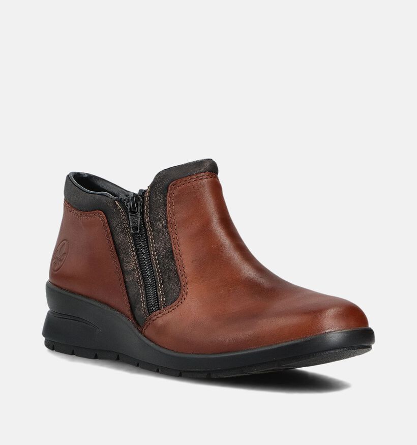 Rieker Cognac Comfortschoenen met Rits voor dames (360464) - geschikt voor steunzolen