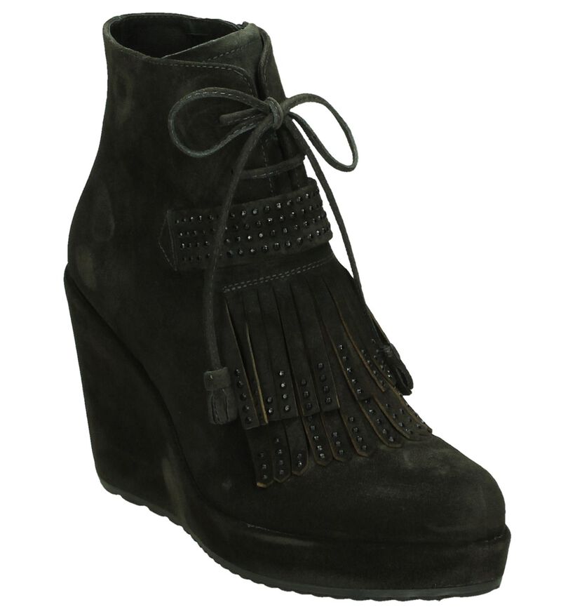 Zinda Bottillons à talons en Gris foncé en daim (185267)