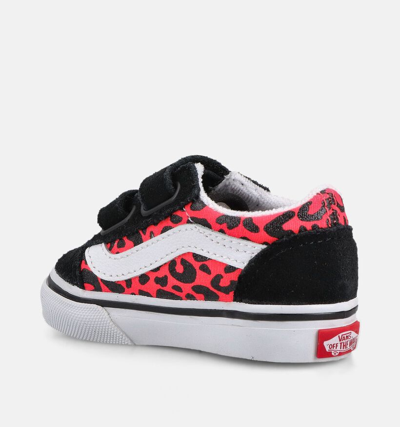 Vans Old Skool Zwarte/Roze Sneakers Leopard voor meisjes (369002)