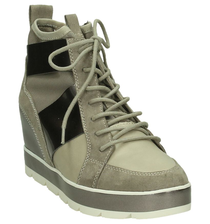 Tamaris Taupe Sneakers met Sleehak, , pdp