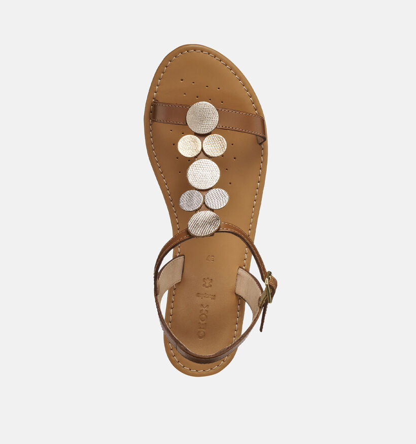 Geox Sandales plates en Cognac pour femmes (368200)