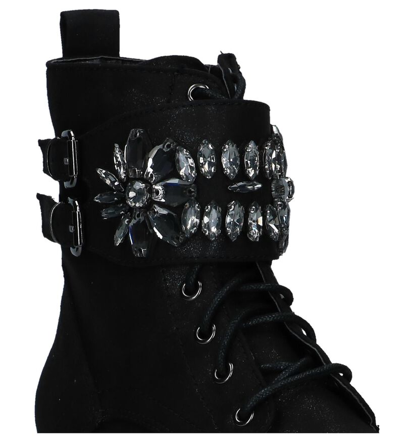 Zwarte Boots met Rits/Veter Youh! in stof (230436)
