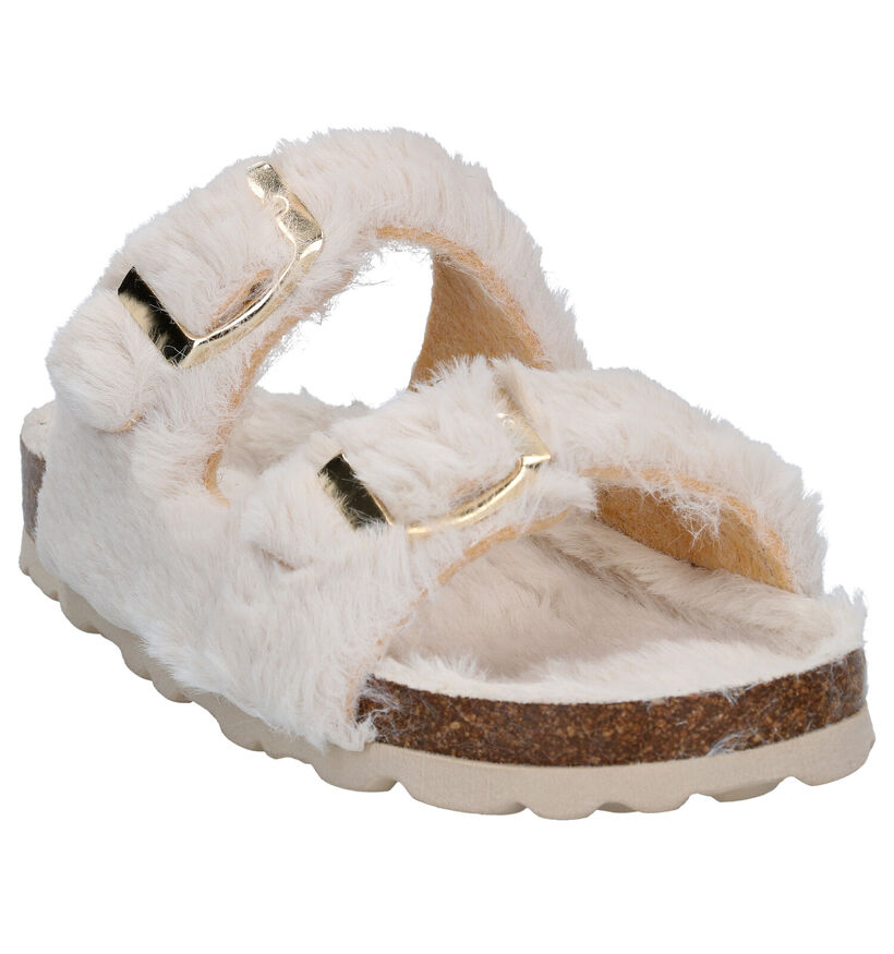 Milo & Mila Pantoufles ouvertes en Beige en textile (297049)