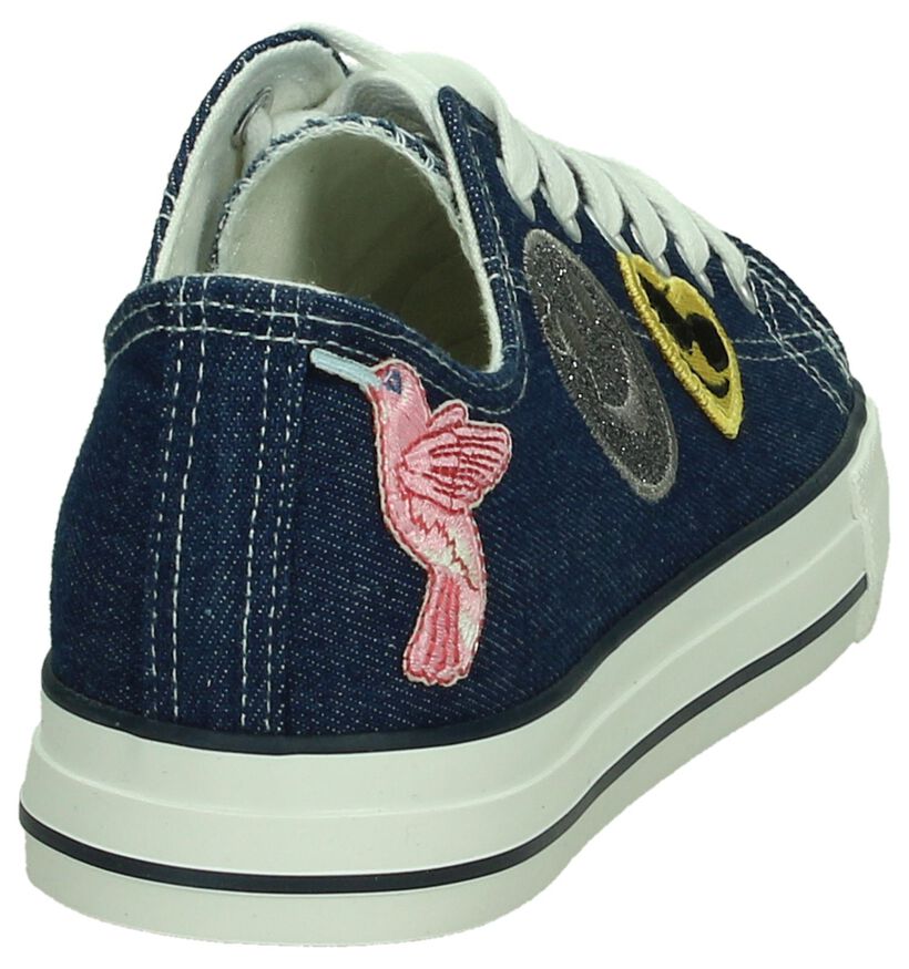 Tamaris Donker Blauwe Sneakers met Patches in stof (192448)