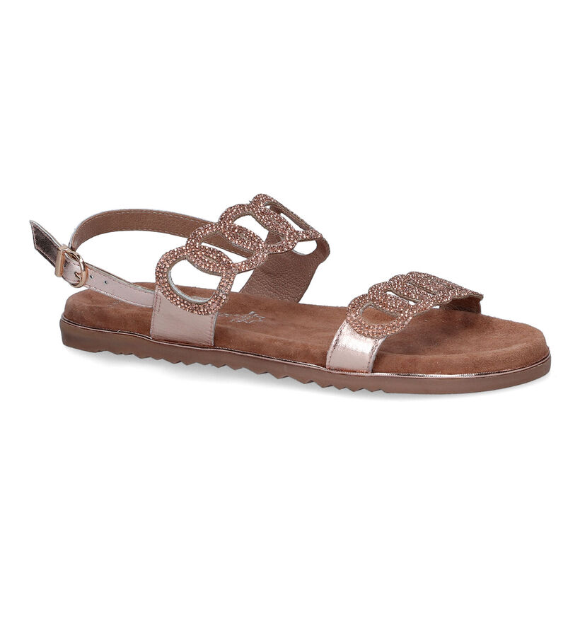 Marco Tozzi Sandales plates en Rose en cuir (307623)