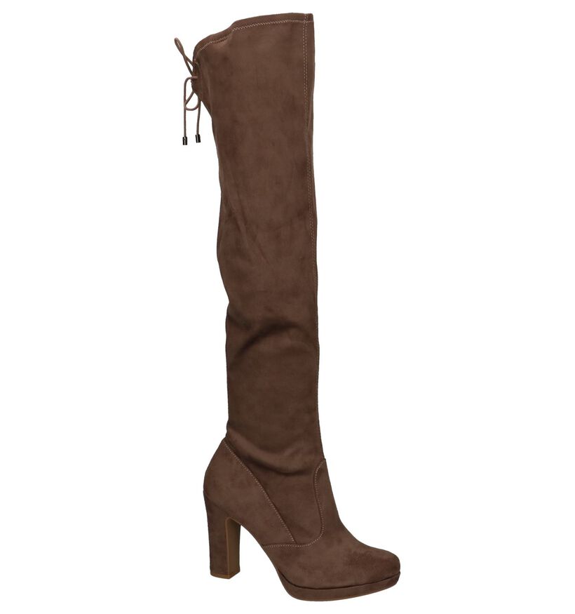 Taupe Overknee Laarzen Tamaris in stof (202615)