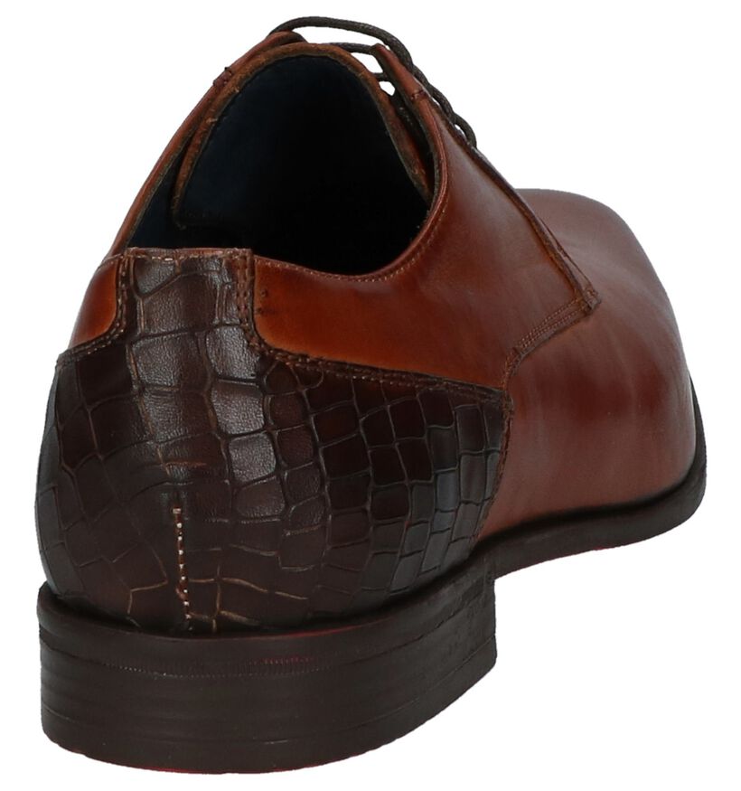 Via Borgo Cognac Veterschoenen in leer (279953)