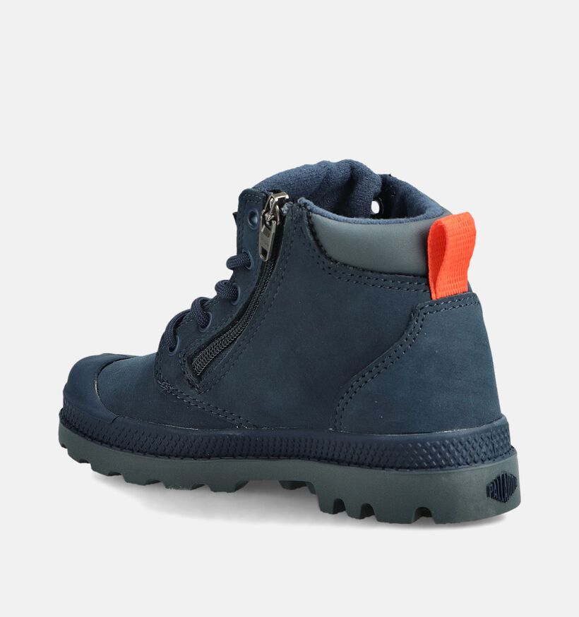 Palladium Pampa Hi Cuff Boots &agrave; lacets en Bleu fonc&eacute; pour gar&ccedil;ons (378506) - pour semelles orthop&eacute;diques