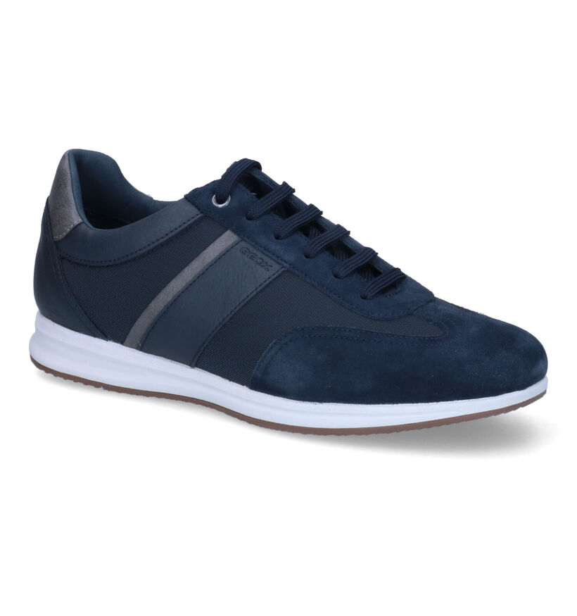 Geox Avery Chaussures &agrave; lacets en Bleu en cuir (312929)