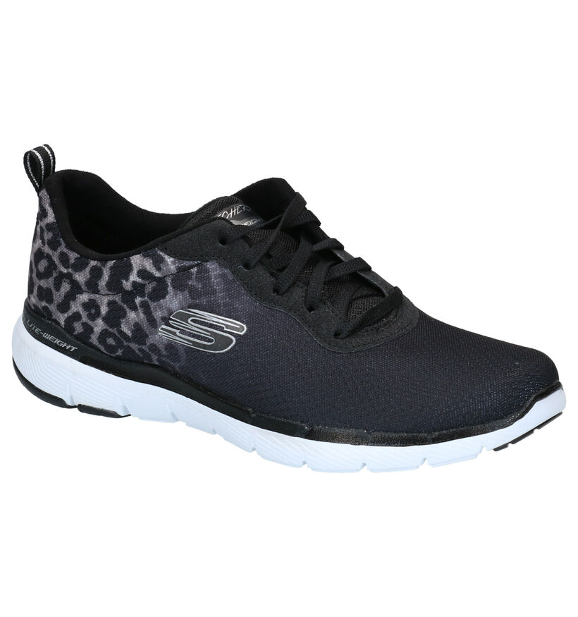 Skechers Flex Appeal Zwarte Sneakers in stof (264477)