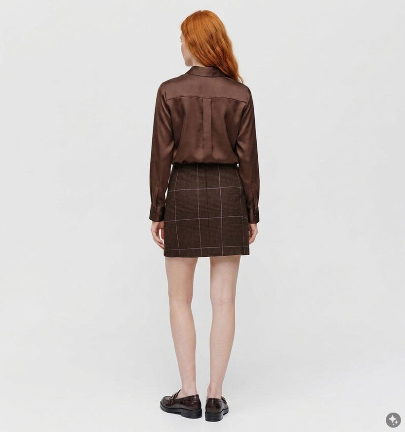 Pieces Amina Geruite Donkerbruine Mini-Rok voor dames (379323)