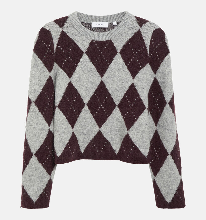 comma Argyle Grijze Trui voor dames (381683)