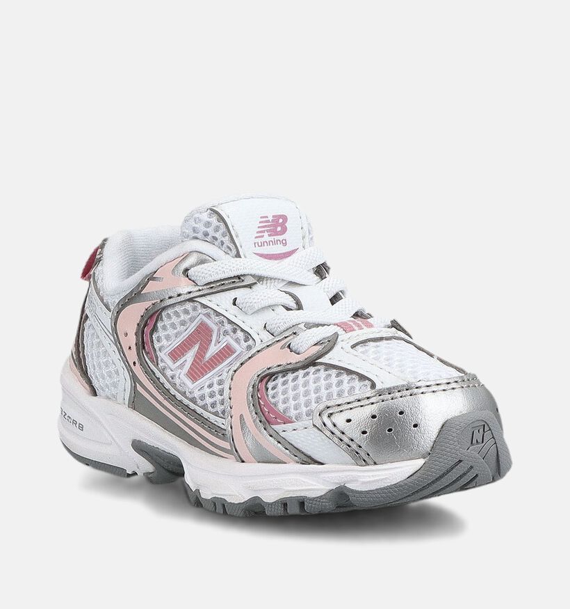 New Balance 530 Baskets en Blanc/Rose pour filles (390101) - pour semelles orthop&eacute;diques