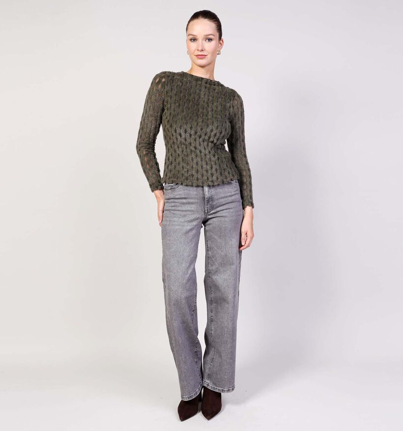 Vila Indira Funnelneck Kakigroene T-shirt voor dames (364101)