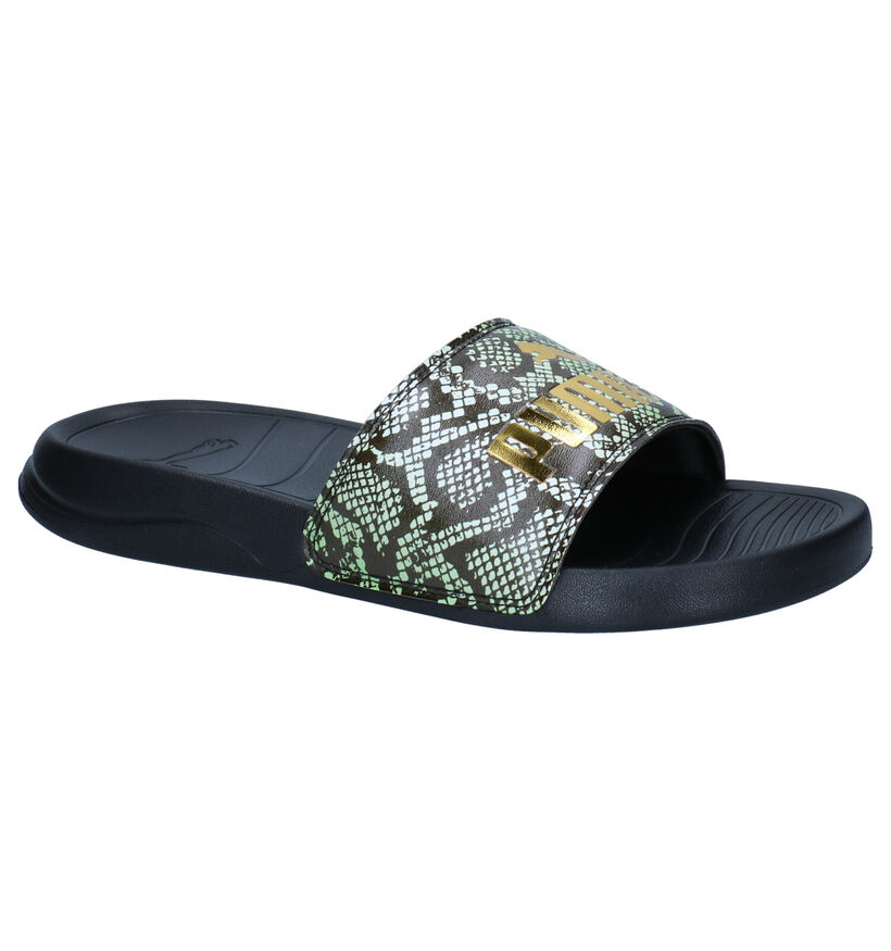 Puma Popcat Zwarte Badslippers in kunstleer (293557)