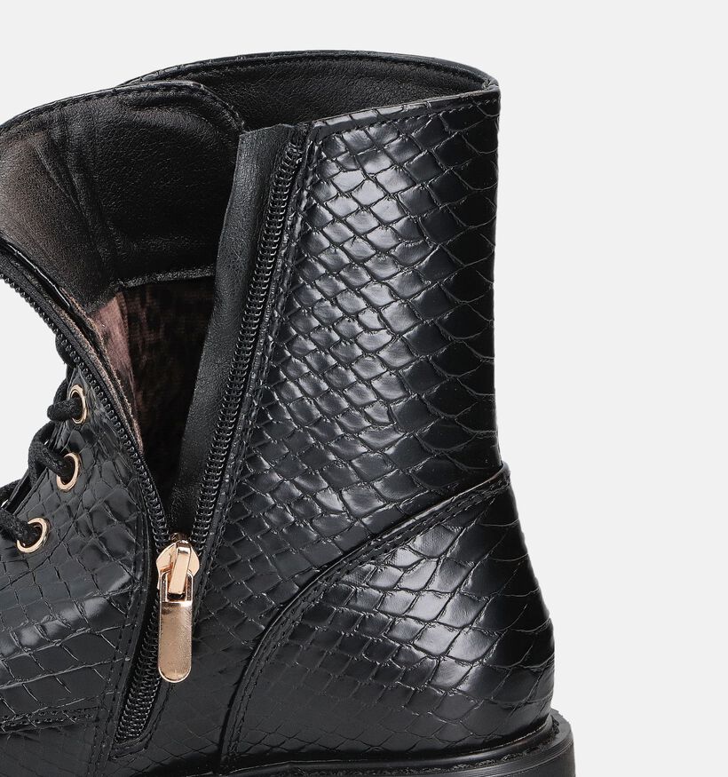 Posh by Poelman Snake Boots à lacets en Noir pour femmes (364186)