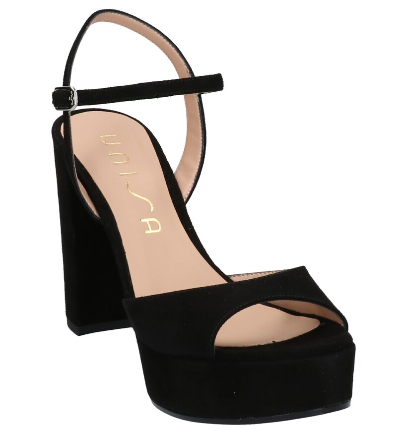 Unisa Vegara Sandales en Noir en nubuck (275015)