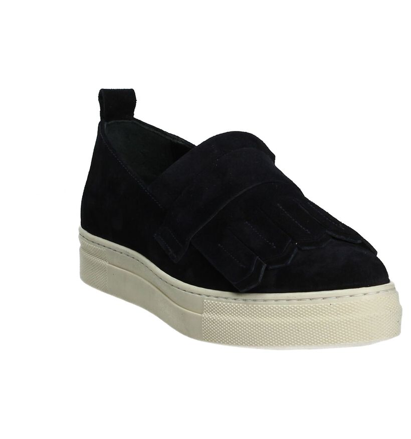 Louisa Chaussures slip-on en Bleu foncé en daim (185279)