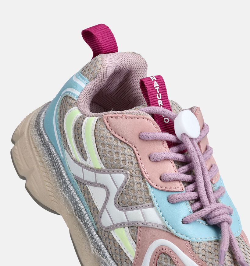 Naturino Wave Lichtbeige/Colorblock Sneakers voor meisjes (371552) - geschikt voor steunzolen