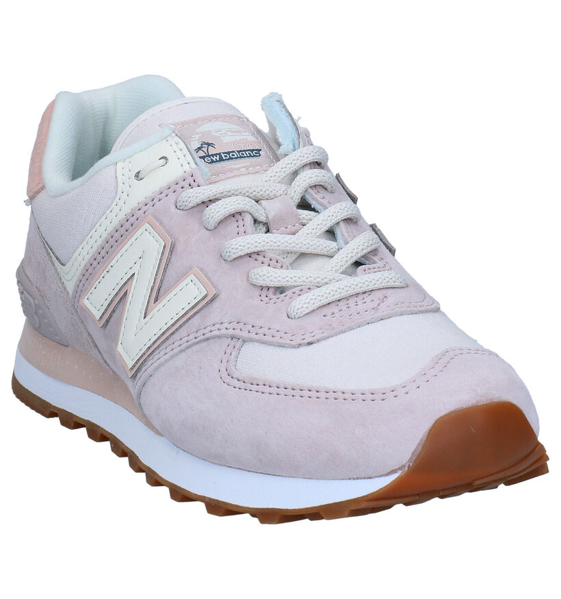 New Balance WL574 Roze Sneakers in daim (293644)
