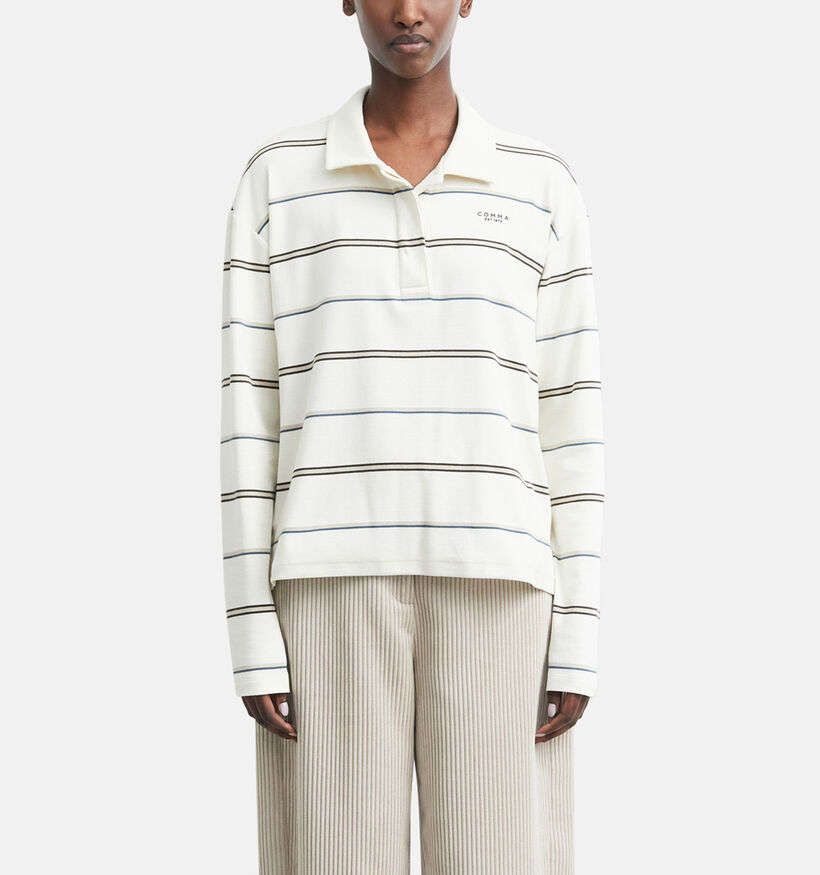 comma Witte Polo t-shirt met Lange Mouwen voor dames (381788)