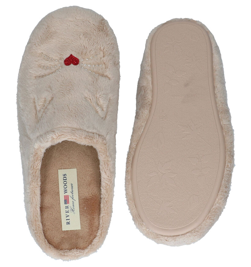 River Woods Beige Pantoffels in stof (281923)