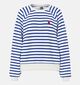 Pieces Greta Sweatshirt en Bleu/Blanc pour femmes (367078)