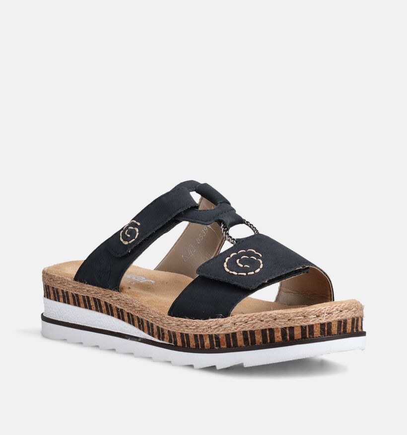 Rieker Blauwe Slippers met Sleehak voor dames (370404)