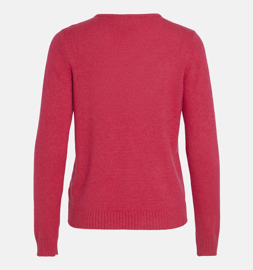 Vila Ril Pull avec col en V en Fuchsia pour femmes (345343)