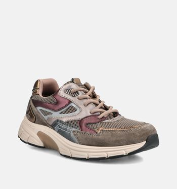 Gabor Rollingsoft Low Sneakers Taupe/Bordeaux/Grijs