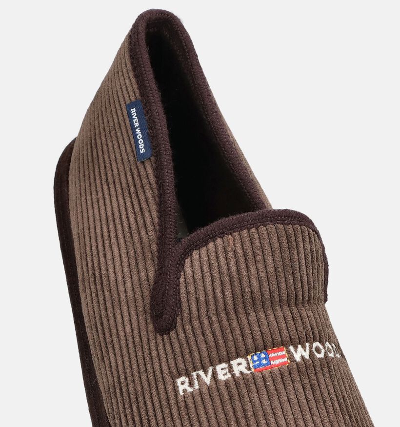 River Woods Hein Corduroy Pantoufles en Marron pour hommes (381214) - pour semelles orthop&eacute;diques